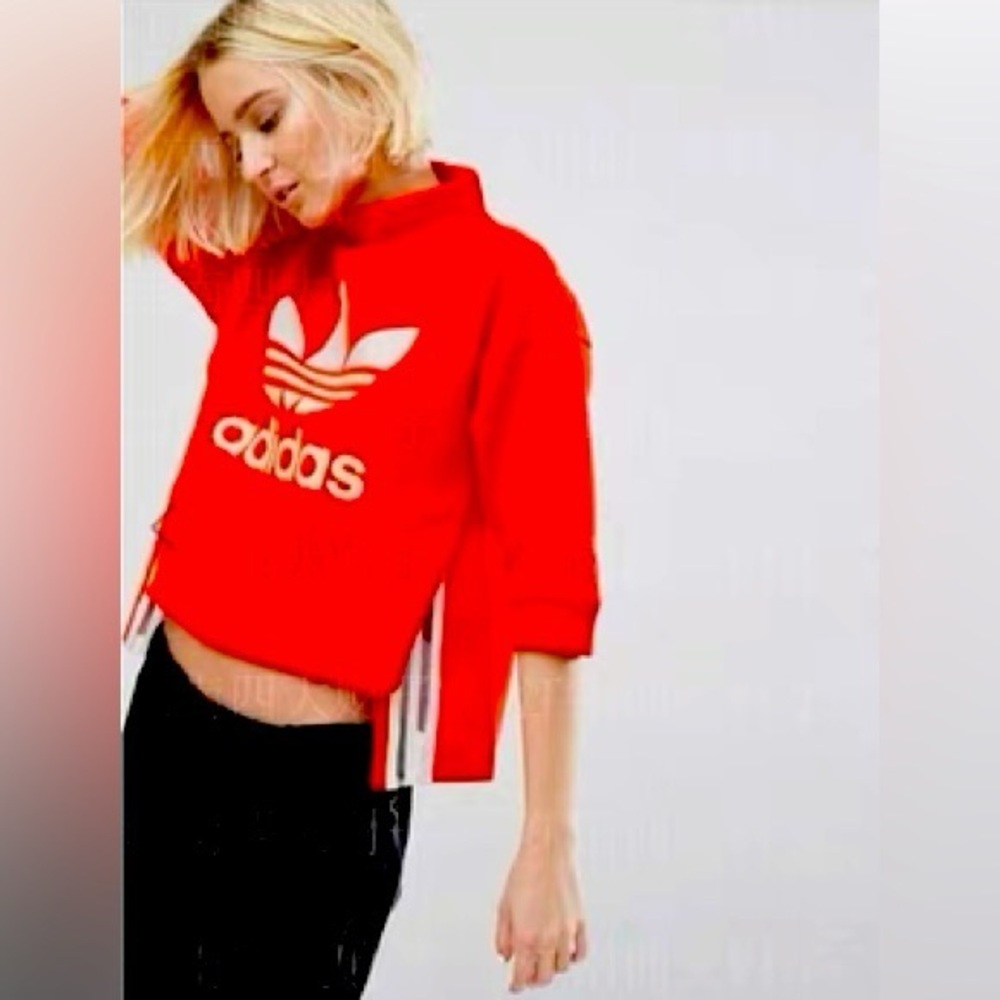 Adidas Women's Red Sweatshirt mock neck